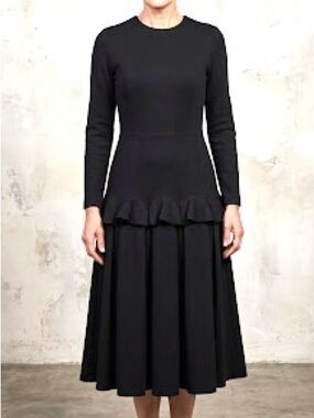 FRONT ROW BLACK KNIT POLY MIDI DRESS XS